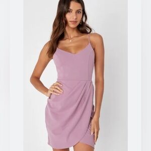 NWT Lulu's Wrap Mini Dress Pink Lilac Womens Small